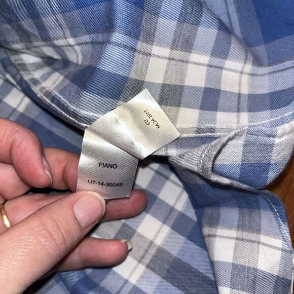 UNTUCKit Mens Long Sleeve button shirt Cotton Plaid Gray/Blue M Medium - Picture 6 of 6